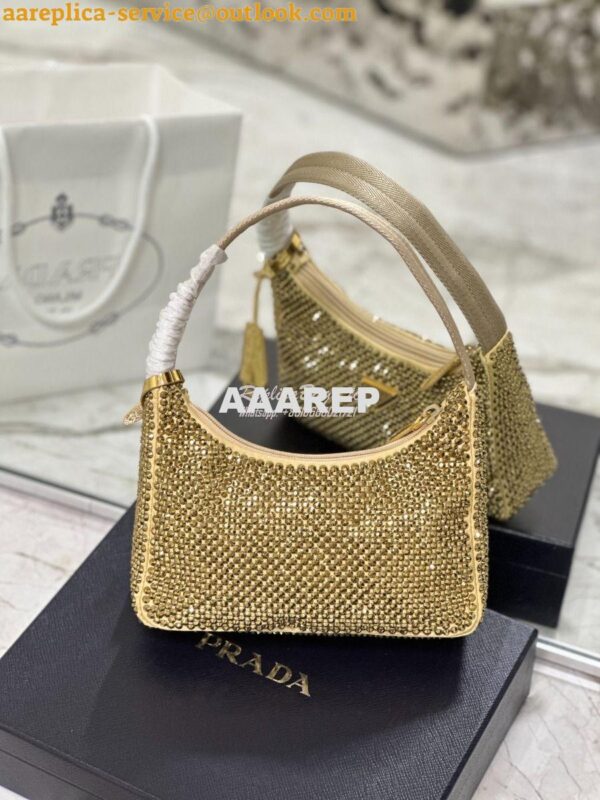 Replica Prada Satin Mini-Bag with Artificial Crystals 1NE515 Platinum 12