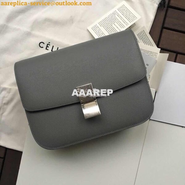 Replica Celine Classic Box Bag in Calfskin with Cork Effect Grey 8