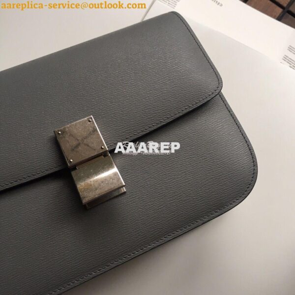 Replica Celine Classic Box Bag in Calfskin with Cork Effect Grey 9