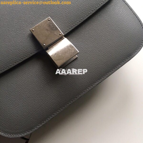 Replica Celine Classic Box Bag in Calfskin with Cork Effect Grey 10