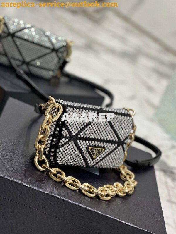 Replica Prada Satin Mini-bag With Crystals 1BD329 Metal 4