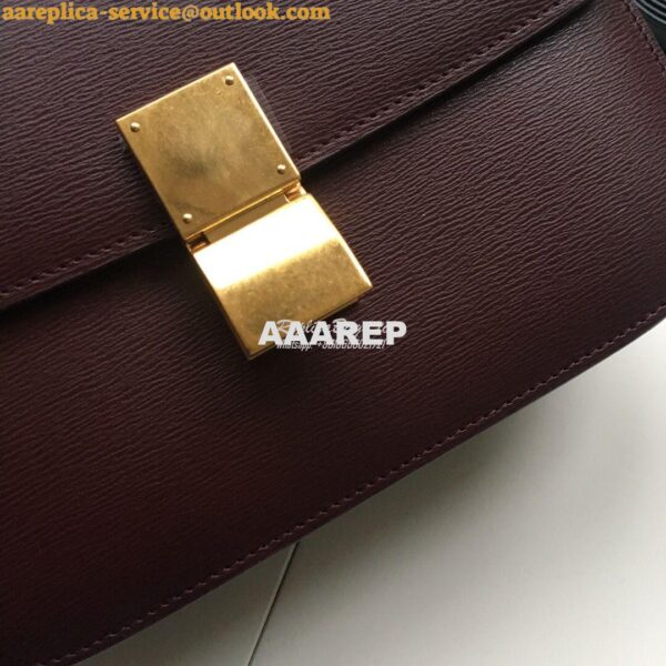 Replica Celine Classic Box Bag in Calfskin with Cork Effect Maroon 3