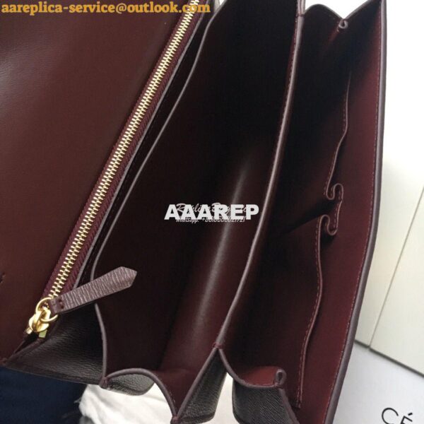 Replica Celine Classic Box Bag in Calfskin with Cork Effect Maroon 7