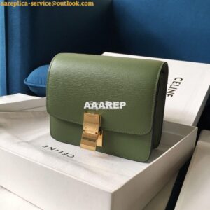 Replica Celine Classic Box Bag in Calfskin with Cork Effect Matcha