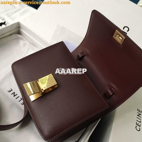 Replica Celine Classic Box Bag in Calfskin with Cork Effect Maroon 14