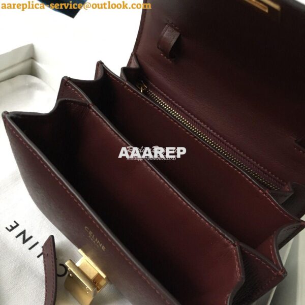 Replica Celine Classic Box Bag in Calfskin with Cork Effect Maroon 16