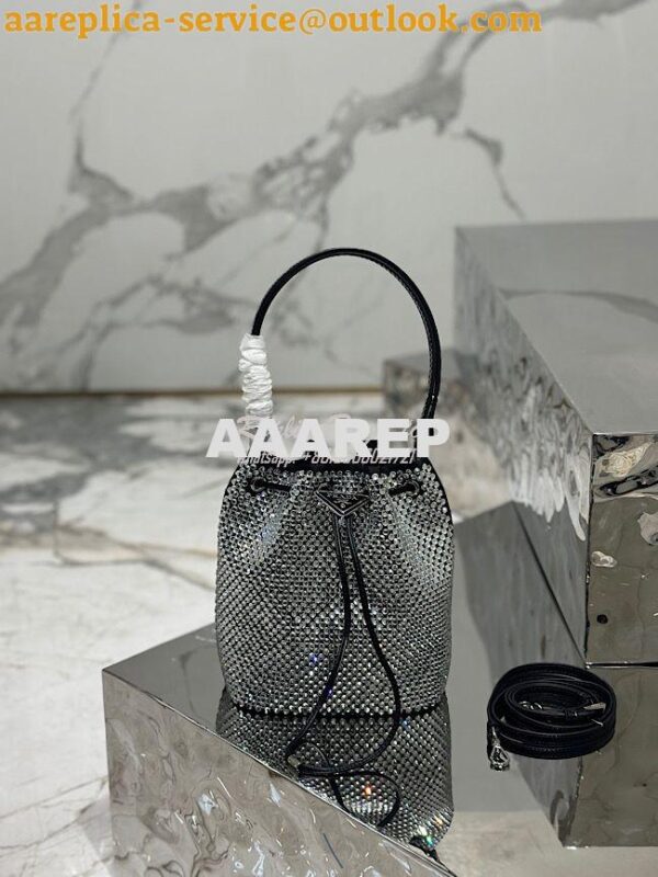 Replica Prada Satin mini-bag with crystals 1BE067 Black