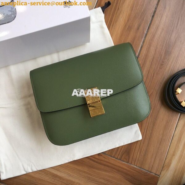 Replica Celine Classic Box Bag in Calfskin with Cork Effect Matcha 11