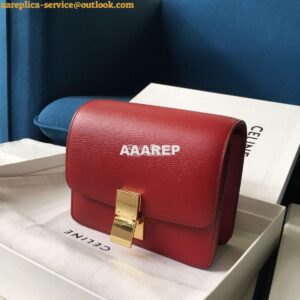 Replica Celine Classic Box Bag in Calfskin with Cork Effect Red