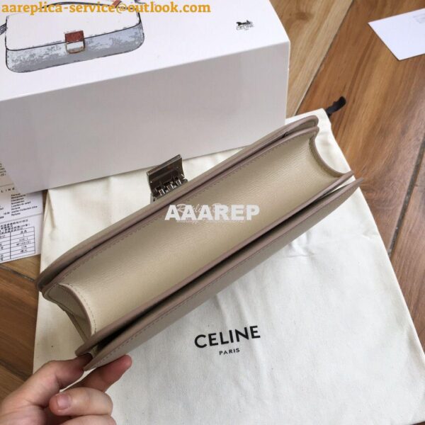 Replica Celine Classic Box Bag in Calfskin with Cork Effect White 6