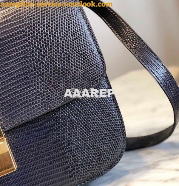 Replica Celine Classic Box Bag in Lizard Leather Dark Grey 2