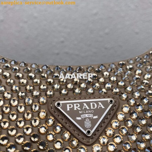 Replica Prada 1NE515 Satin mini-bag with artificial crystals apricot 4