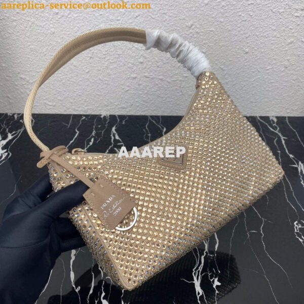 Replica Prada 1NE515 Satin mini-bag with artificial crystals apricot 6