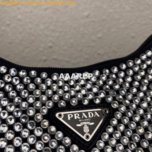 Replica Prada 1NE515 Satin mini-bag with artificial crystals Black 4