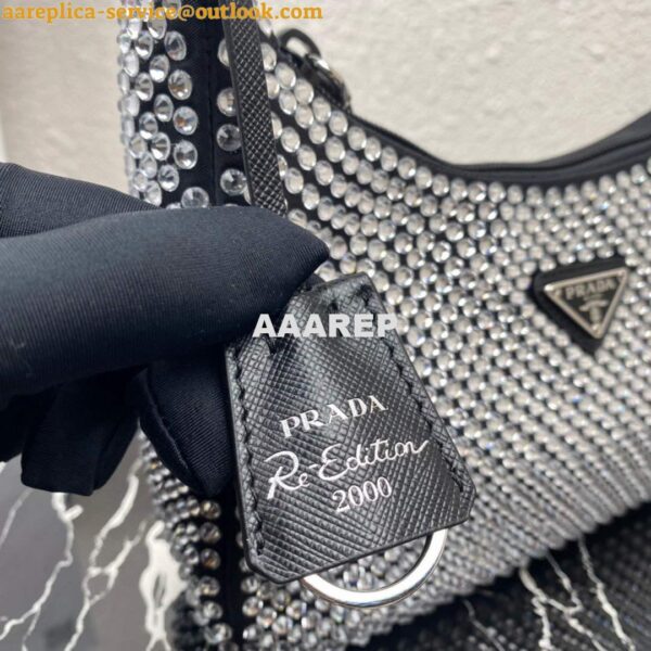 Replica Prada 1NE515 Satin mini-bag with artificial crystals Black 5