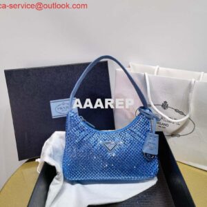 Replica Prada 1NE515 Satin mini-bag with artificial crystals Blue