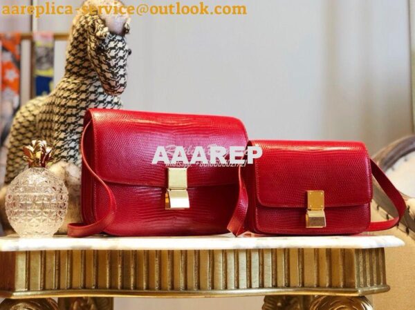 Replica Celine Classic Box Bag in Lizard Leather Red