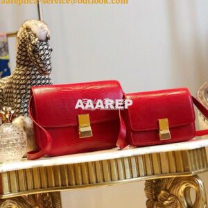 Replica Celine Classic Box Bag in Lizard Leather Red 2