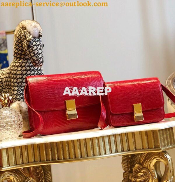 Replica Celine Classic Box Bag in Lizard Leather Red 2