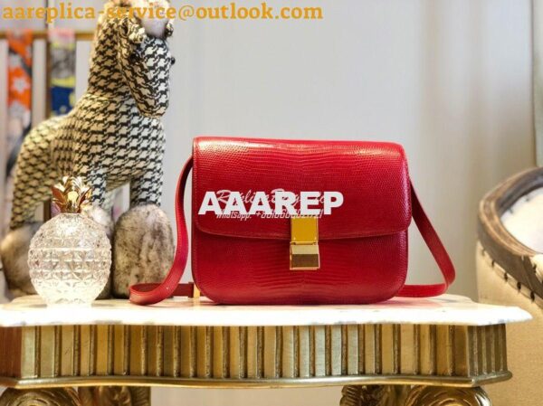 Replica Celine Classic Box Bag in Lizard Leather Red 3