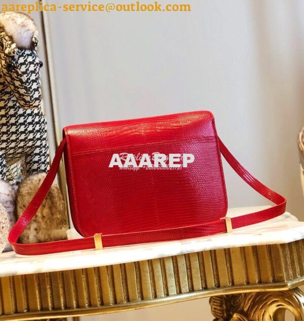 Replica Celine Classic Box Bag in Lizard Leather Red 7