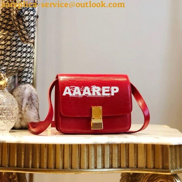 Replica Celine Classic Box Bag in Lizard Leather Red 12