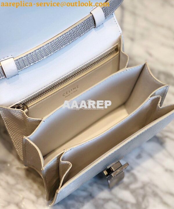 Replica Celine Classic Box Bag in Lizard Leather Silvery White 8