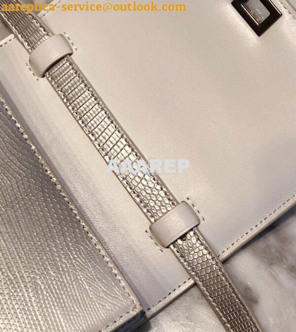 Replica Celine Classic Box Bag in Lizard Leather Silvery White 9