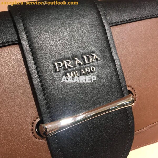 Replica Prada Sidonie leather shoulder bag 1BD168 Brown 4