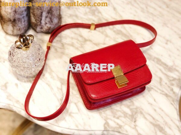 Replica Celine Classic Box Bag in Lizard Leather Red 15