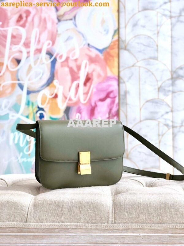 Replica Celine Classic Box Bag in Smooth Calfskin Army Green 2