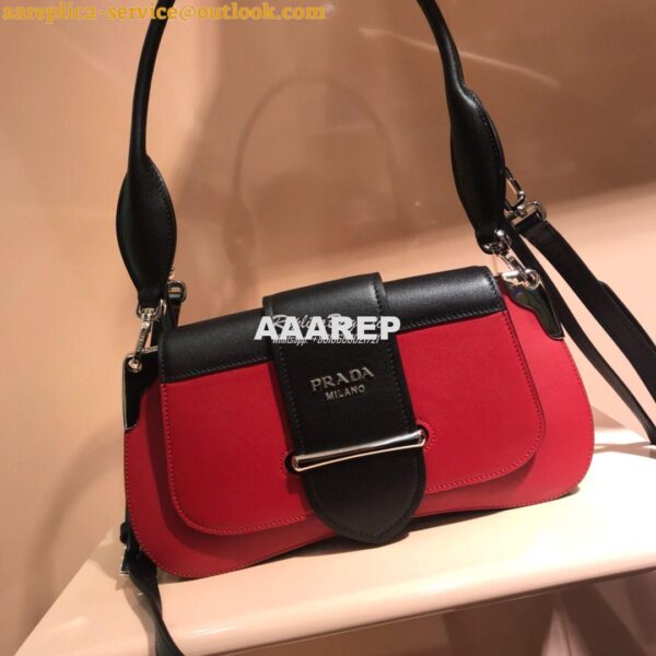 Replica Prada Sidonie leather shoulder bag 1BD168 Red 2