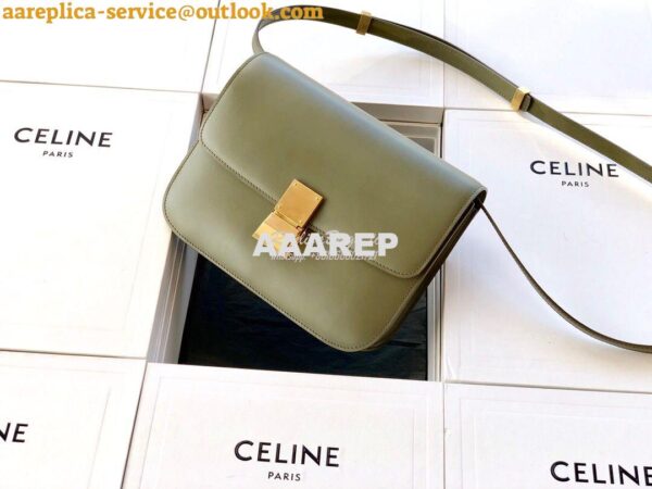 Replica Celine Classic Box Bag in Smooth Calfskin Army Green 5