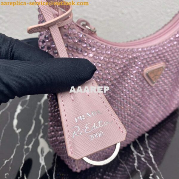 Replica Prada 1NE515 Satin mini-bag with artificial crystals Pink 5