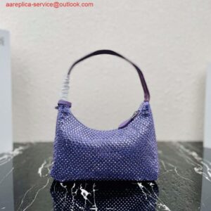 Replica Prada 1NE515 Satin mini-bag with artificial crystals Purple