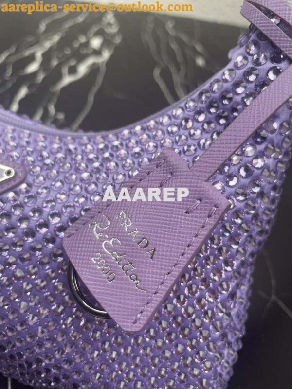 Replica Prada 1NE515 Satin mini-bag with artificial crystals Purple 4