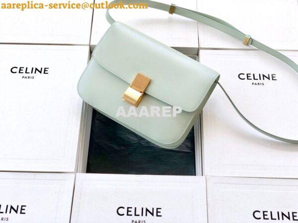 Replica Celine Classic Box Bag in Smooth Calfskin Baby Green 3