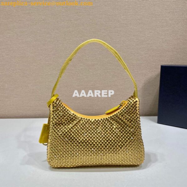 Replica Prada 1NE515 Satin mini-bag with artificial crystals Yellow 3