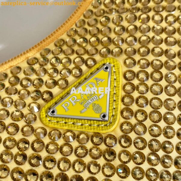 Replica Prada 1NE515 Satin mini-bag with artificial crystals Yellow 6