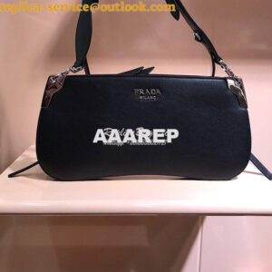 Replica Prada Sidonie Leather Shoulder Bag Black 2