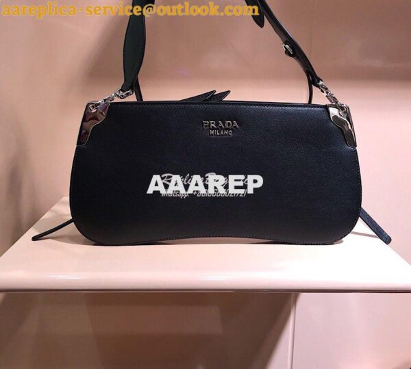 Replica Prada Sidonie Leather Shoulder Bag Black 4