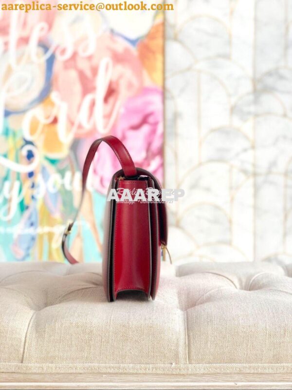 Replica Celine Classic Box Bag in Smooth Calfskin Cherry Red 2