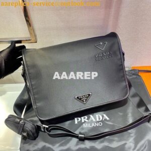 Replica Prada 2VD039 Re Nylon And Saffiano Leather Shoulder Bag in Black