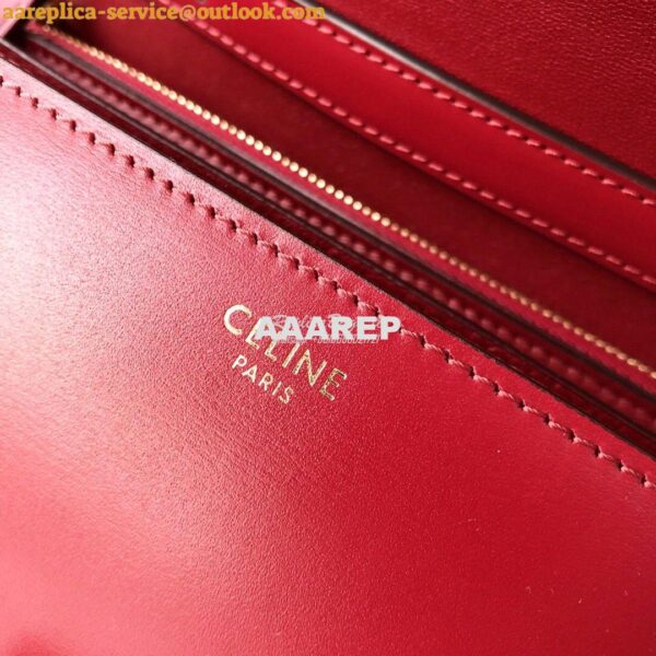 Replica Celine Classic Box Bag in Smooth Calfskin Cherry Red 9