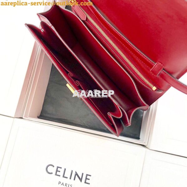 Replica Celine Classic Box Bag in Smooth Calfskin Cherry Red 10