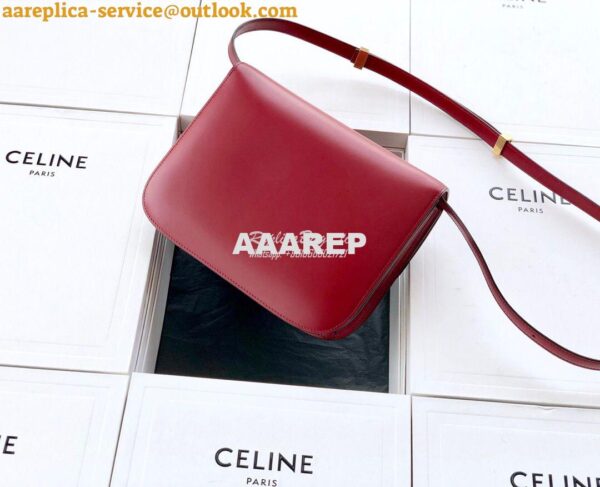 Replica Celine Classic Box Bag in Smooth Calfskin Cherry Red 11