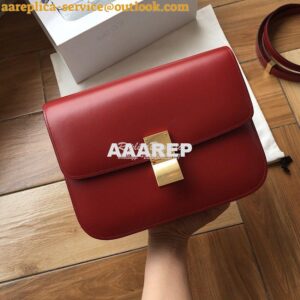 Replica Celine Classic Box Bag in Smooth Calfskin Claret Red 2