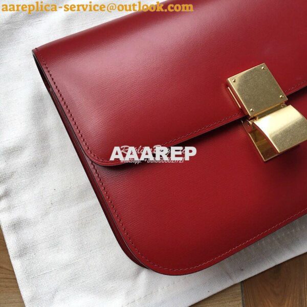 Replica Celine Classic Box Bag in Smooth Calfskin Claret Red 3