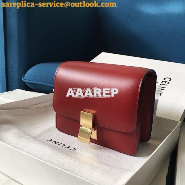 Replica Celine Classic Box Bag in Smooth Calfskin Claret Red 9