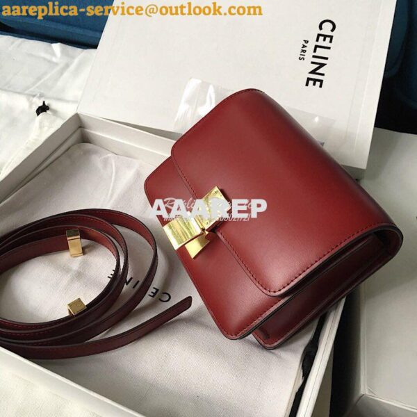 Replica Celine Classic Box Bag in Smooth Calfskin Claret Red 10